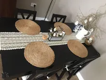 Lace Table Runner Crochet Wedding-Decor Beige Nordic Hollow Tassels Romance 100%Cotton