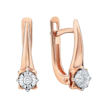 

Gold earrings with diamonds sunlight sample 585