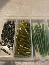 JSM 120 Uds. Accesorios de pesca de carpa aparejos mangas antienredos gomas traseras Clips de plomo de seguridad conjunto rótulas de cambio rápido con caja