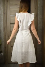 VITIANA-vestido Midi informal para mujer, vestido largo Midi liso en blanco y azul con encaje, sin mangas, elegante para fiesta de verano, 2018