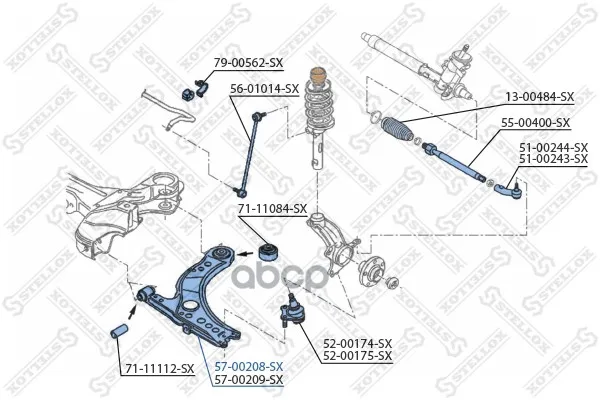 57-00208-Sx_рычаг Левый! Vw Polo 09 Stellox 5700208sx Stellox арт. 5700208SX