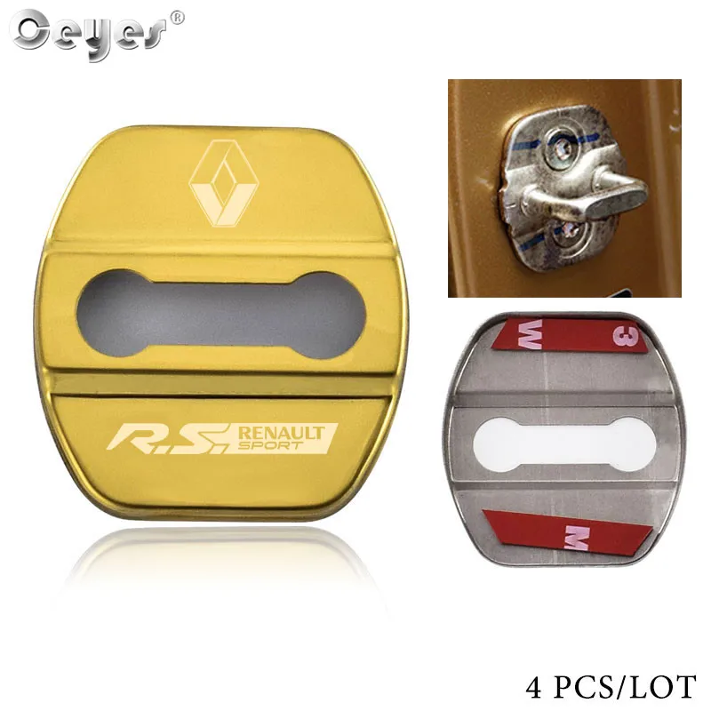 Ceyes Car Styling For Renault Sport Laguna Captur Megane 2 3 Fluence Latitud Auto Door Lock Cover Case Car Stickers Accessories - Color: Style 2 Gold