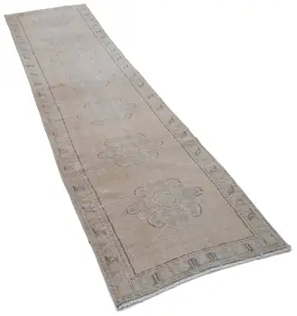 

80x337 Cm Beige Handmade Overdyed Runner Rug-3x11 Ft