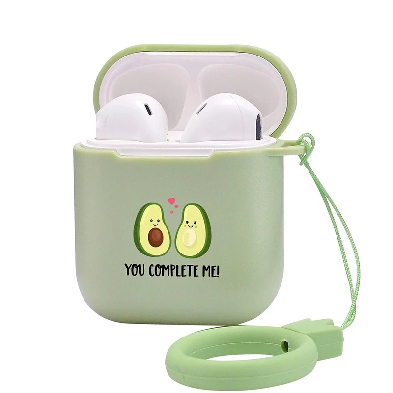 200552 Милый чехол для Apple airpods чехол мультфильм авокадо Bluetooth наушники чехол для Airpods 1 2 сумки для зарядки наушники мягкий чехол крючки - Цвет: 200552