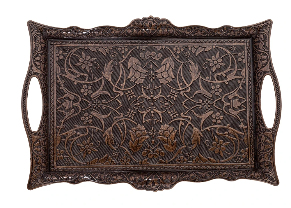 

Turkish Ottoman Greek Arabic Coffee Tea Beverage Serving Square Tray With Handle