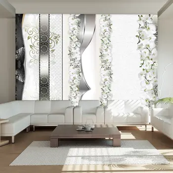 

Wall mural-parade of orchids shades of gray-350x245 cm