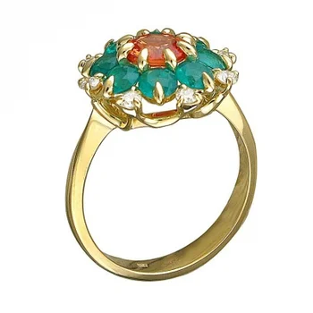 

Esthete ring with emeralds, Sapphire and diamonds in 750 Yellow Gold