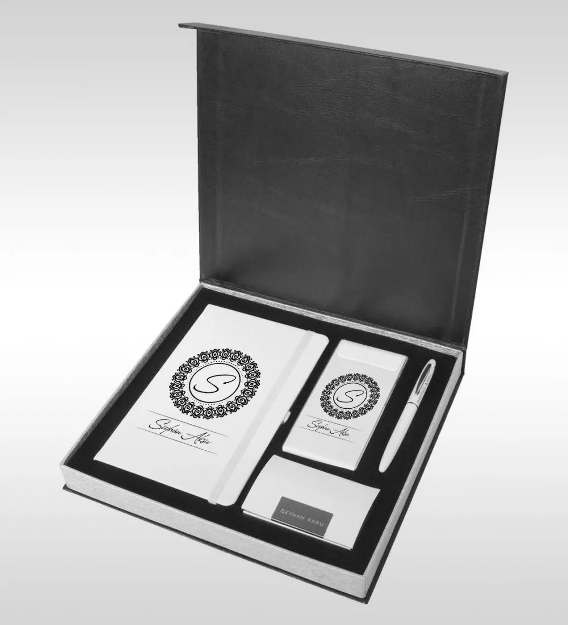 

Personalized Vip 6028 Powerbank-Book-Business Card Holder-Roller Pen Set-2