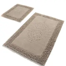 Коврики для ванной нескользящие Противоскользящие коврики противоскользящие Pianta хлопок бежевый 2'Li набор 60X100 см-50X60 см