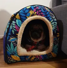 Cama para mascota cálida desmontable para invierno, caseta para dormir de perro, nido de gato suave para gatito y cachorro, cueva cómoda, diseño de lazo, lavado a mano