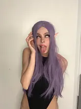 Wig Black Synthetic-Hair Middle-Part Heat-Resistant Gray Orange Pink White Purple Straight