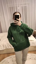 Loose Pullover Hoodies Long-Sleeve Harajuku Blue Green Women Tops Solid Casual Velvet
