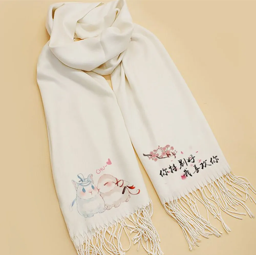 Anime Mo Dao Zu Shi Cute Rabbit Scarf Wei Wuxian Lan Wangji Cosplay Women Men Winter Warm Scarf Clothing Accessories Fans Gift