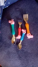 Peppa Pig juguete de dibujo animado de animé cubiertos conjunto de juguete de los niños tenedor cuchara George Peggy bebé comedor de acero inoxidable juguetes tipo cuchara