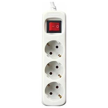 

3-socket plugboard with power switch Silver Electronics 3680W White