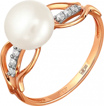 

Примаэксклюзив ring with pearls and cubic zirconia in red gold