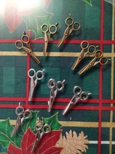 10 Uds. De colgantes de adorno con forma de tijeras hechas a mano, 2 colores, 16X33mm, decoración Vintage para joyería DIY