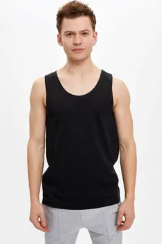 

DeFacto Man Spring Basic Color Athlete Top Tees Men Casual Sleeveless T-Shirts Male Black White Grey Tees-L4881AZ20SP