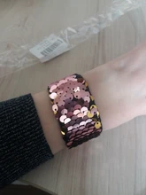 Brillante brazalete de lentejuelas de Color de costura círculo pulsera bofetada para niños niñas para niños navidad regalo de joyas de fiesta