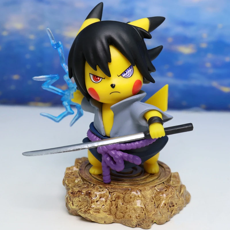 1 шт. мультяшная кавайная Аниме Фигурка покемона Pikachu Cos Uchiha Sasuke модель автомобиля