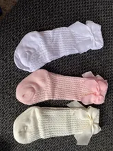 Calcetines ajustados hasta la rodilla de princesa para niños y niñas, medias finas con Lazo de algodón sólido y malla elástica, de 0 a 3 años, para verano