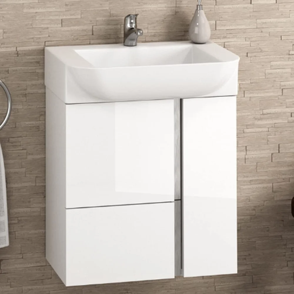 Versa 45 Mueble de Baño Suspendido a Pared Fondo Reducido | Mueble Aseo  Volado Pequeño de 1 Puerta y Lavabo Cerámico | 45cm