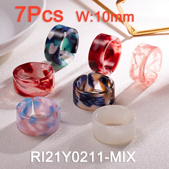 Transparent Acrylic Resin Rings for Women Korean Style Summer Sweet Cute Geometric Round Open Ring Wedding Jewelry Gift