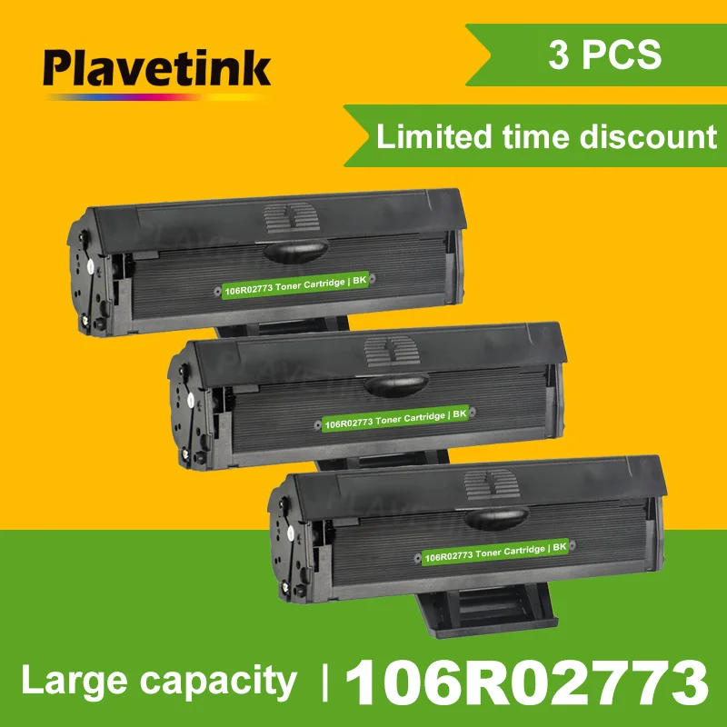 

Plavetink 3pcs Compatible 106R02773 Black Toner Cartridge With Chip For Xerox Phaser 3020 WorkCentre 3025 Toner Cartridges