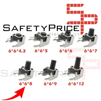 

10x pushbutton touch Micro right angle switch with stent support 6*6*8mm