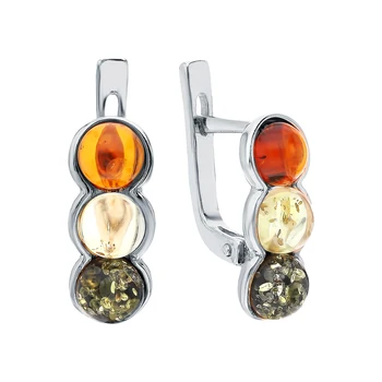 

Silver earrings with amber sunlight