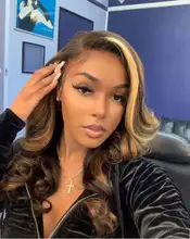 Transparente resaltar Peluca de la onda del cuerpo de la peluca con malla frontal brasileño Remy Ombre pelo peluca del pelo humano con destaca