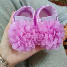Zapatos de princesa para bebé recién nacido de Color sólido, zapatos de cuna Flor de Gasa para niñas, zapatos infantiles antideslizantes de fondo suave