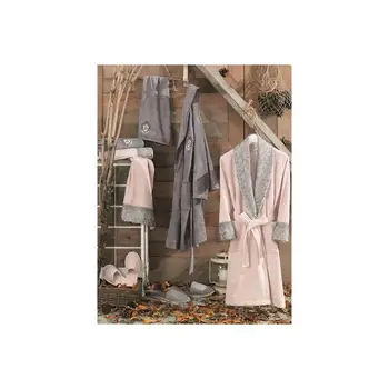 

Lace Vita Bamboo Family Bathrobe Set Jasmin Powder-Gray