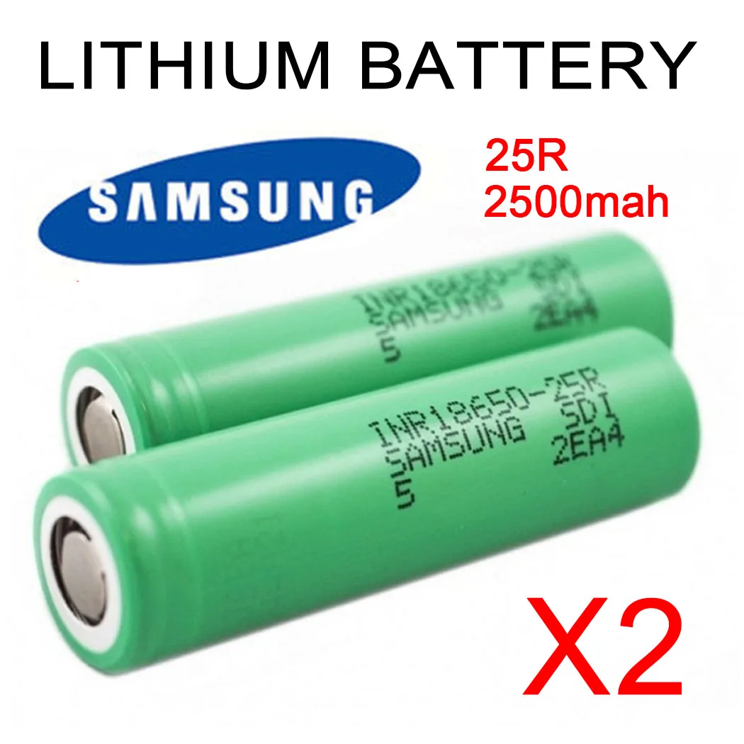 2500 mAh 25R lithium battery 2 batteries included rechargeable