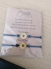 Pulsera hecha a mano con colgante de girasol para mujer, brazalete con cadena de cuerda entrelazada, para amigos y enamorados