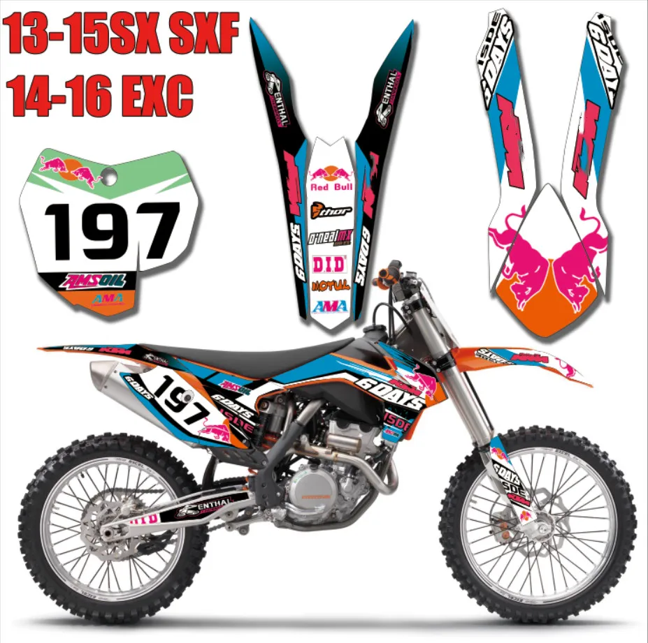 6 видов стилей команда графика фоны наклейки для KTM EXC excf XCW SX SXF XC XCF 2013
