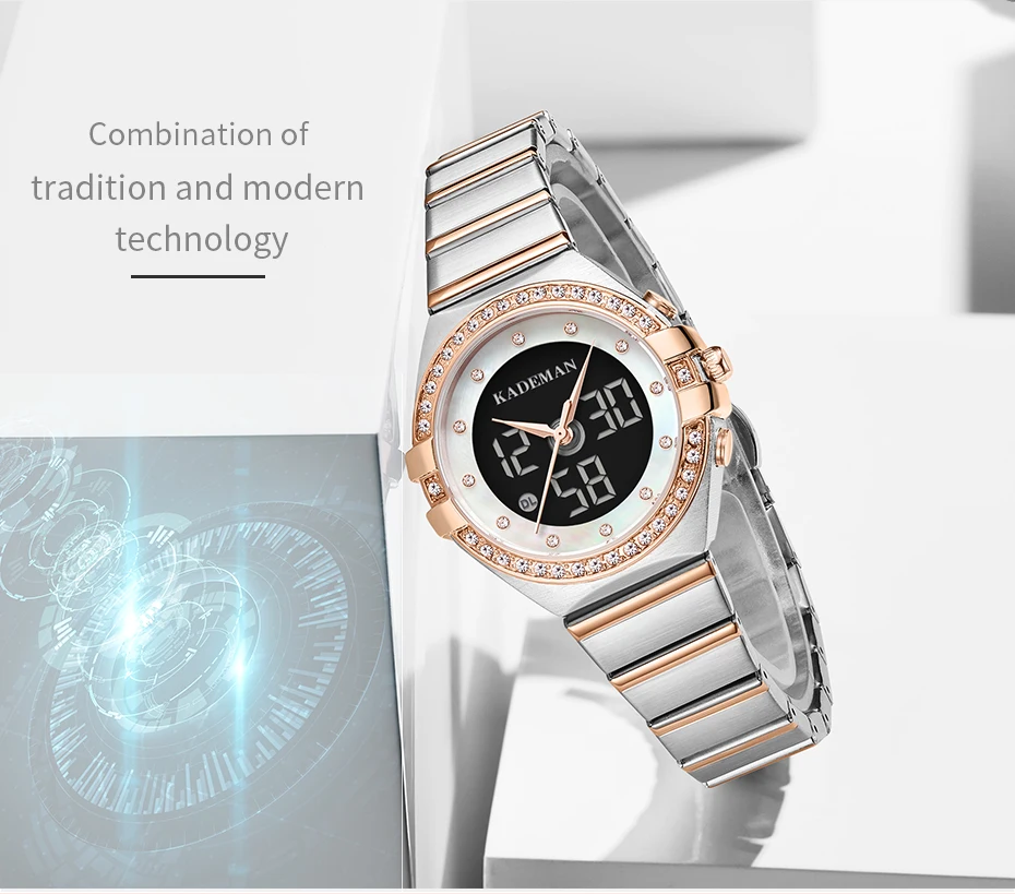 Kademan новые женские часы люксовый бренд женские кварцевые часы из нержавеющей стали с сетчатым ремешком повседневные наручные часы с браслетом reloj mujer