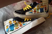 Zapatillas de lona con estampado de dibujos animados para hombre y mujer, zapatos vulcanizados de alta calidad para monopatín, primavera y verano