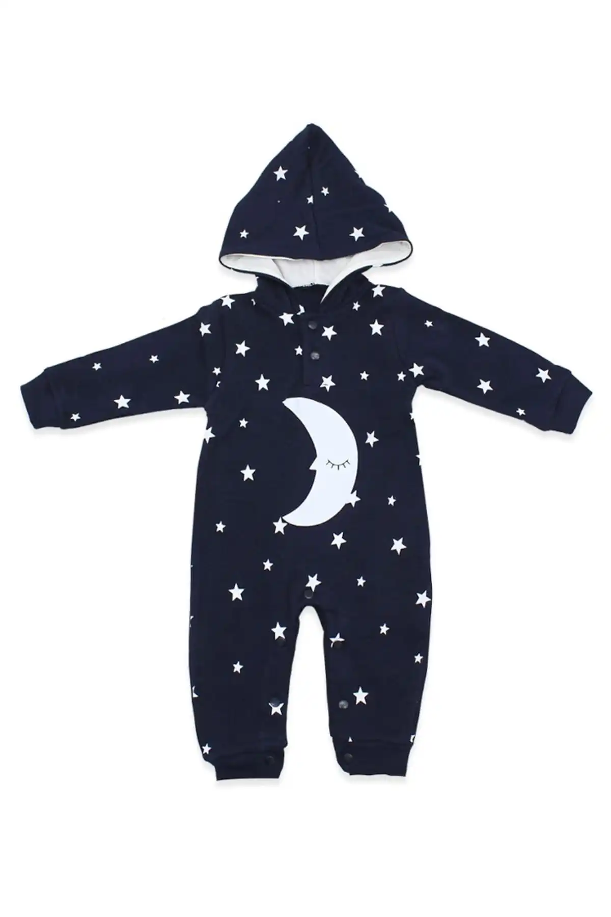Sleepyhead Aydedeli Star Navy Blue Baby Rompers K2910 0-3 Month Palmgren-3-6 Month-6-9 Month Girls Boys Baby Children'S Sapkalı