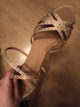WUXIJIAO-Zapatos de baile de satén con diamantes de imitación para mujer, baile latino, suela suave, para salsa, tacón de 5 a 10cm
