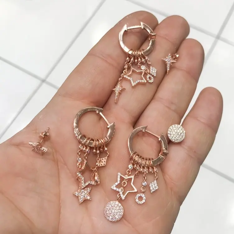 Серебряные трендовые серьги new star Chance Tag