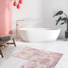 Коврики для ванной нескользящие Противоскользящие коврики Нескользящие льняные хлопковые фиолетовые Flosl 2'Li набор 60X100 cm-50X60 см