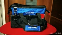 WORKPRO-Bolsa de herramientas de alta resistencia para hombe, organizador de utensilios de 14/15/16 pulgadas de gran capacidad, multibolsa, bandolera