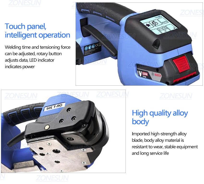 ZONESUN ORT260 Swiss Made Battery Powered Plastic Strap Tool PP/PET