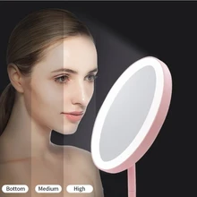 Зеркальная лампа, зеркало для макияжа, настольное зеркало, увеличительное, портативный светящийся светодиодный с подсветкой, Круглый, с вращением на 360 °, дизайн интерьера