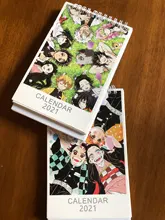Calendario de escritorio de dibujos animados de Demon Slayer, planificador diario, escuela, suministros de decoración, 2021