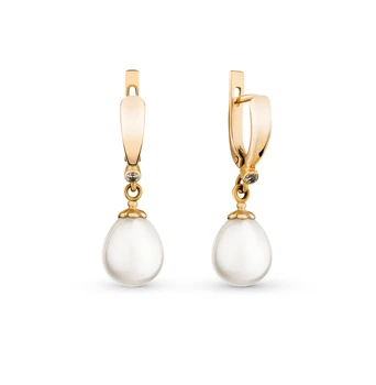 

Gold earrings with cubic zirconia and pearls sunlight sample 585