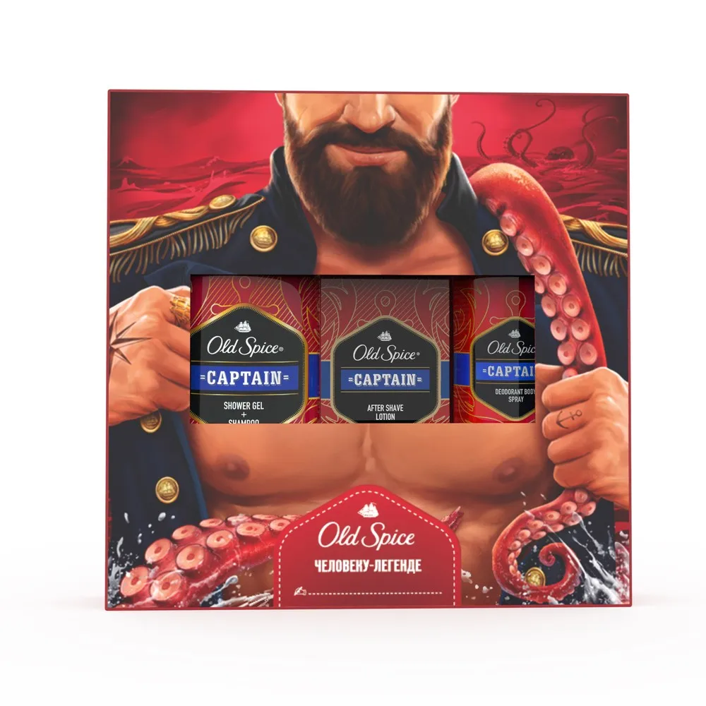OS Аэроз дезодорант Captain 150мл+ OS Гель д/душа+шмп 2в1 Captain 250мл+ OS Лосьон после бритья Captain 100мл