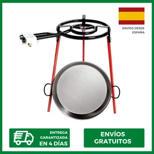 set paellera pulida 46cm con tripode y quemador de gas 400mm vaello