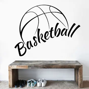 

Basketball Text And Ball Wall Art Decal Sports for Home And Basketball Court Decoration Removable A002516
